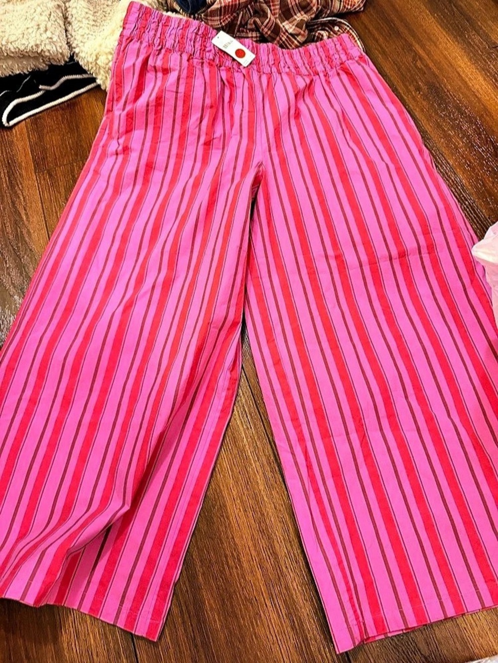 Anthropologie Somerset Pull-On Pants Wide Leg Striped Pink Pants
